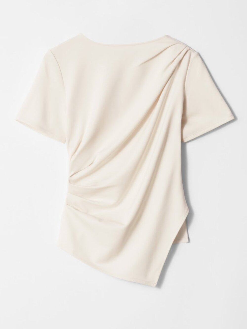 & Other Stories Draped Asymmetric Tee, Size M, Cream